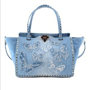 SOLD EBAY - Valentino Rockstud Denim Butterfly Bag